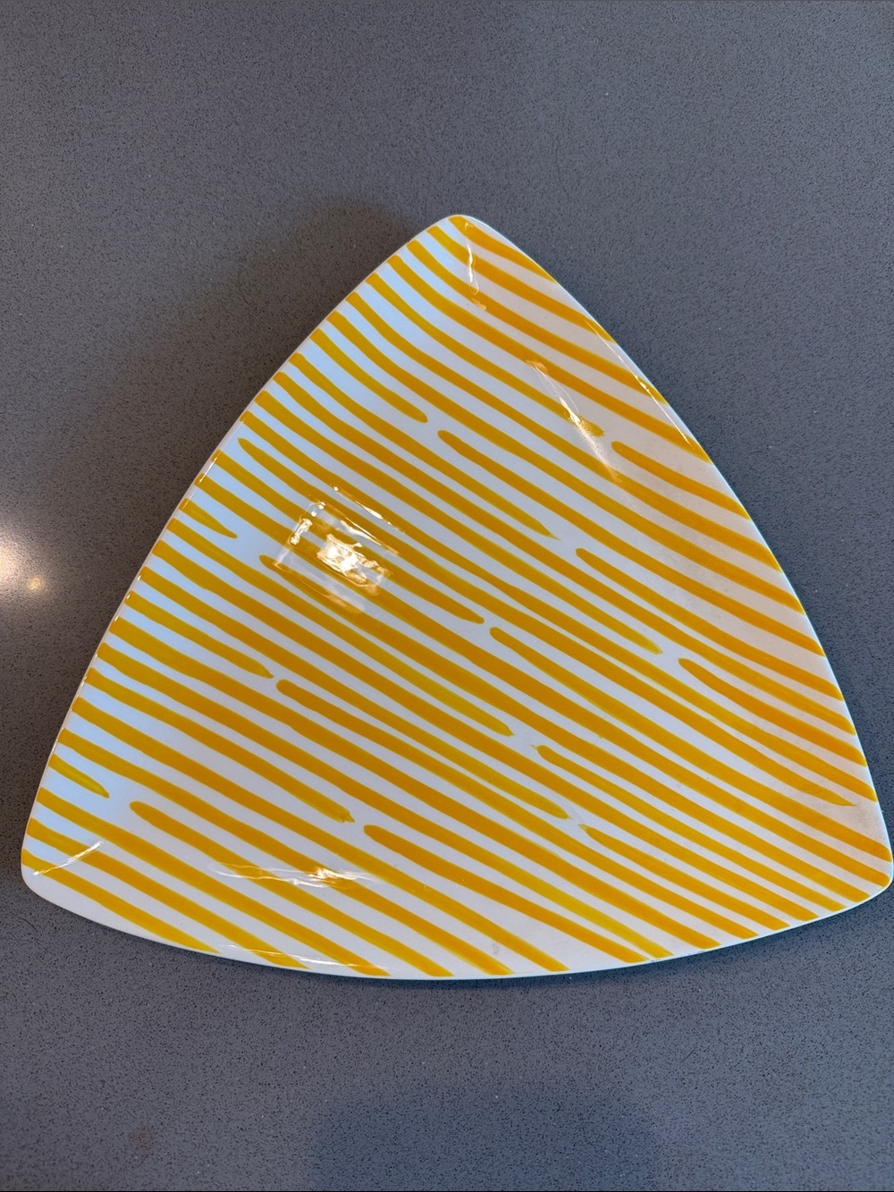 Coton Colors White Triangular Ceramic Tray with Subtle Trim